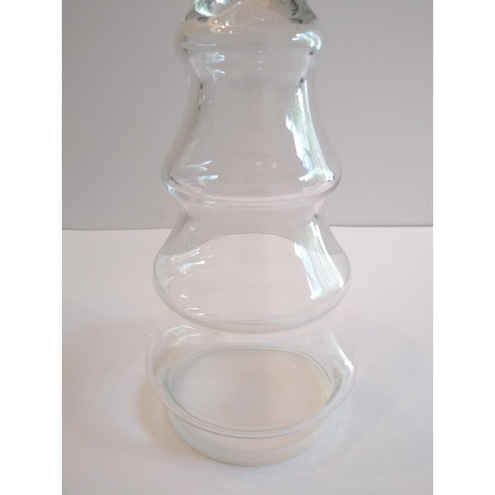 Vintage Clear Glass Christmas Tree Apothecary Jar Plastic Lid Base - Picture 7 of 7
